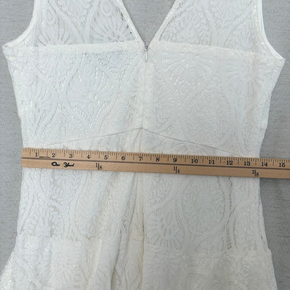Lulus White‎ Lace Tiered Sleeveless Midi Dress L Unconventional Lace Bridal Boho - Picture 9 of 10